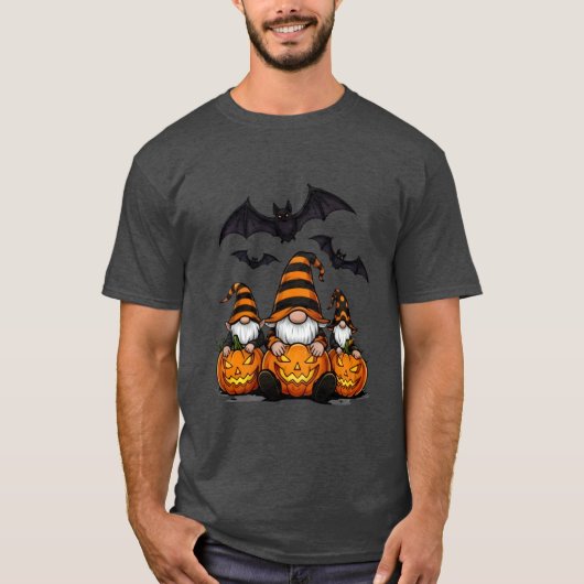 Halloween Gnome Basic Dark T-Shirt (Voorkant)