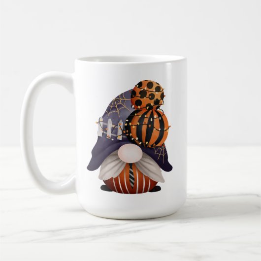Halloween Gnome Paars & Oranje Koffiemok (Links)