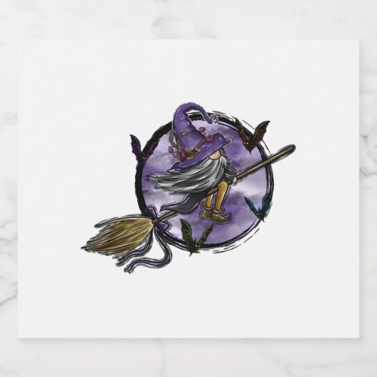 Halloween Gnome Sparkling Wijnetiket (Enkel label)