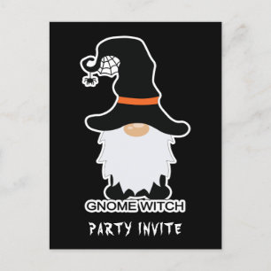 Halloween Gnome Witch White Hair Invite Briefkaart