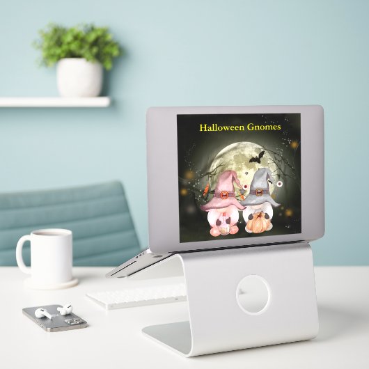 Halloween Gnomen Full Moon Vinyl Sticker (Laptop op bureau)