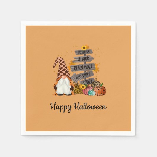 Halloween Gnomen, Herfst, pompoenen, Halloween Par Servet (Voorkant)