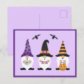 Halloween Gnomes Paars Sinaasappel Briefkaart (Voorkant / Achterkant)