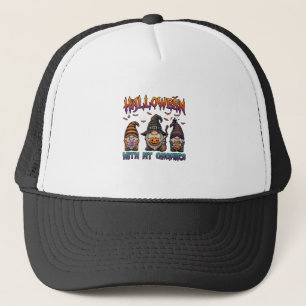 Halloween Gnomies Drie Gnomes Heksenhoed Pompoen_1 Trucker Pet