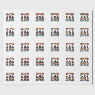 Halloween Gnomies Drie Kabouters Heksenhoed Pompoe Cadeaupapier