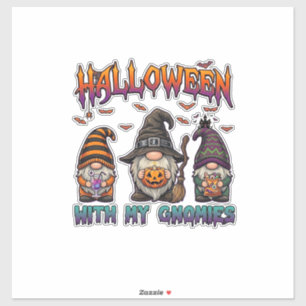 Halloween Gnomies Drie Kabouters Heksenhoed Pompoe Sticker