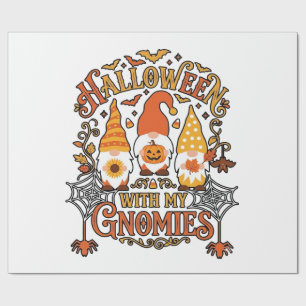 Halloween Gnomies Pompoen Spinnenweb Vleermuizen_1 Cadeaupapier