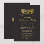 Halloween Gold Black Mask Masquerade Party Uitnodi Kaart (Voorkant / Achterkant)