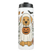 Halloween Golden Retriever Bloemen Thermosbeker (Voorkant)