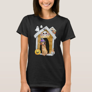 Halloween Golden Retriever Hond Heks Spookhuis T-shirt