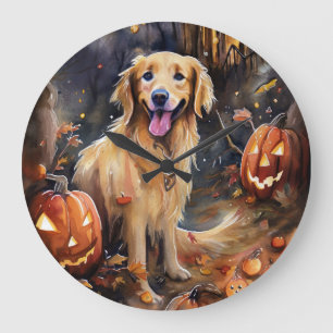 Halloween Golden Retriever met pompoenen eng Grote Klok