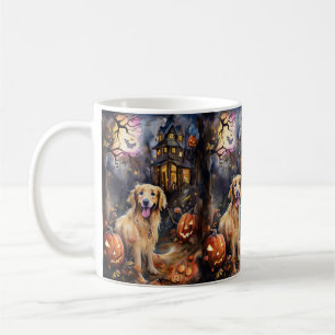 Halloween Golden Retriever Met Pompoenen Eng Koffiemok
