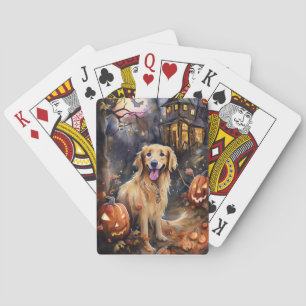 Halloween Golden Retriever met pompoenen eng Pokerkaarten