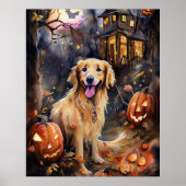 Halloween Golden Retriever met pompoenen eng Poster (Voorkant)