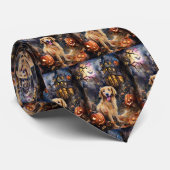 Halloween Golden Retriever met pompoenen eng Stropdas (Opgerold)