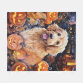 Halloween Goldendole met pompoenen eng Fleece Deken (Voorkant (Horizontaal))