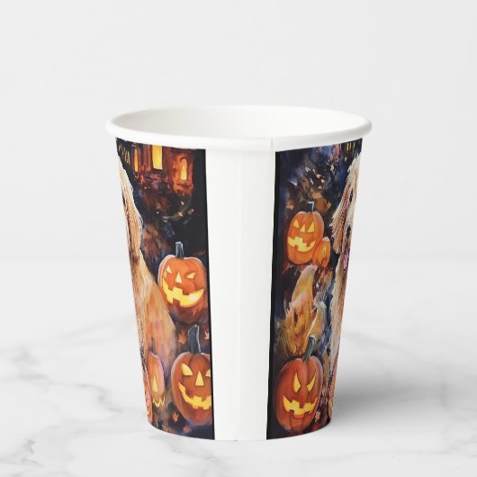 Halloween Goldendole met pompoenen eng Papieren Bekers (Rechts)