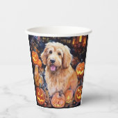 Halloween Goldendole met pompoenen eng Papieren Bekers (Voorkant)