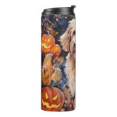 Halloween Goldendole met pompoenen eng Thermosbeker (Gedraaid links)
