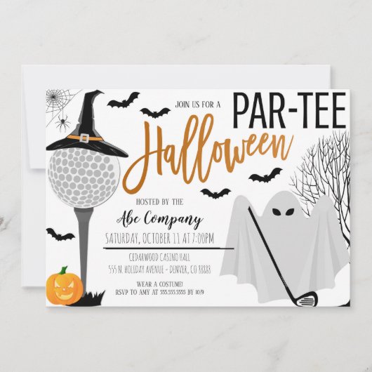 Halloween Golf Party uitnodiging (Voorkant)