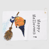 Halloween Golf Towel Witch Pumpkin Flying Broom Golfhanddoek (Horizontaal)
