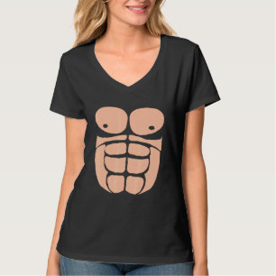 Halloween Gorilla Borstkostuum Sixpack Aap T-shirt
