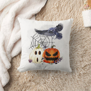 Halloween Goth Raaf Kraai Pompoenen Kussen