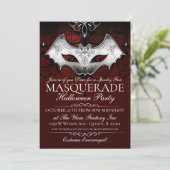 Halloween Gothic Bat Mask Masquerade Party Uitnodi Kaart (Staand voorkant)