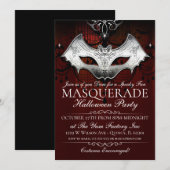 Halloween Gothic Bat Mask Masquerade Party Uitnodi Kaart (Voorkant / Achterkant)