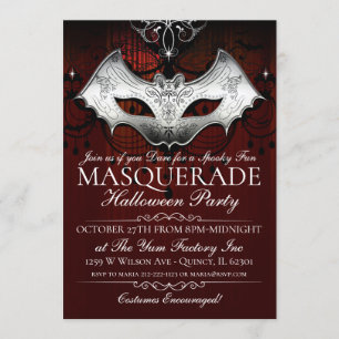 Halloween Gothic Bat Mask Masquerade Party Uitnodi Kaart