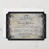 Halloween Gothic Bats Grey & Black Wedding Invitat Kaart (Achterkant)