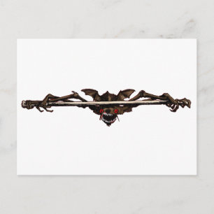 Halloween Gothic Brown Vampire Bat op bot Briefkaart