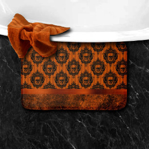 Halloween Gothic Chic Oranje en zwarte Skulls Badmat