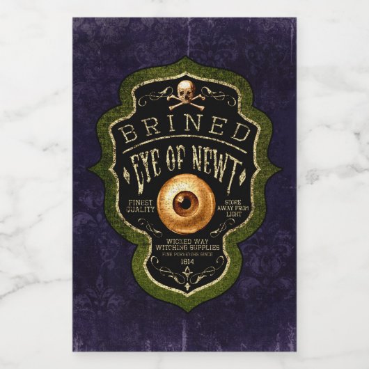 Halloween Gothic Eye of Newt Witch Potion Wijn Etiket (Enkel label)