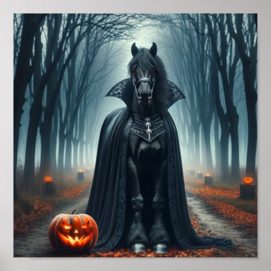 Halloween Gothic Horse in het spookachtige donkere Poster (Voorkant)