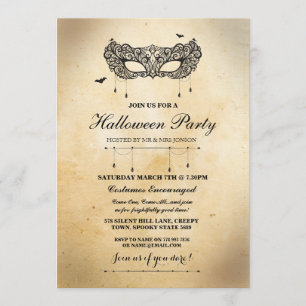 Halloween Gothic Mask Masquerade Party Uitnodigen Kaart