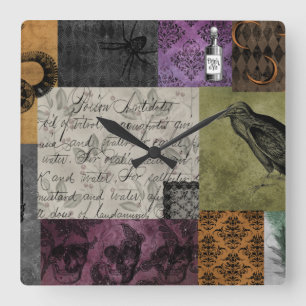 Halloween Gothic Medieval Spooky Apothecary Art Vierkante Klok