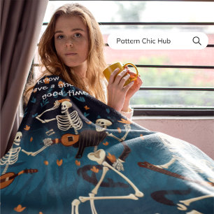 Halloween Gothic Modern Skeleton Dans Fleece Deken