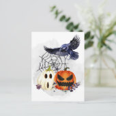Halloween Gothic Raven Crow Pumpkins Briefkaart (Staand voorkant)