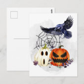 Halloween Gothic Raven Crow Pumpkins Briefkaart (Voorkant / Achterkant)