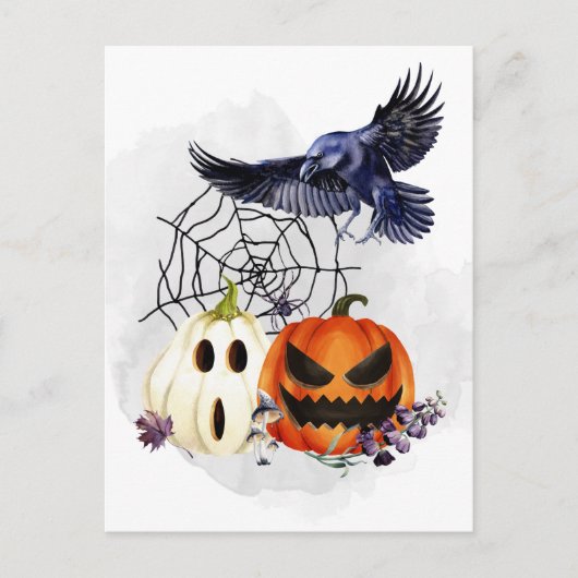 Halloween Gothic Raven Crow Pumpkins Briefkaart (Voorkant)