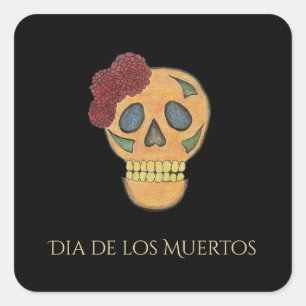 Halloween Gothic Skull Day of the Dead Vierkante Sticker