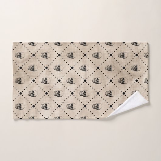 Halloween Gothic Skulls Grid Pattern Bad Handdoek (Handdoek)