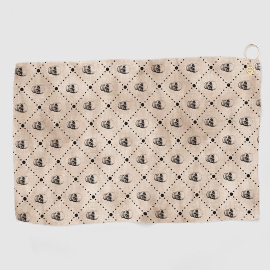 Halloween Gothic Skulls Grid Pattern Golfhanddoek (Horizontaal)