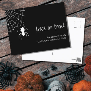 Halloween Gothic Spider Web Black White Holiday Briefkaart