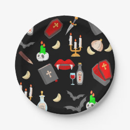 halloween gothic vampire hunter garlic dagger fang papieren bordje