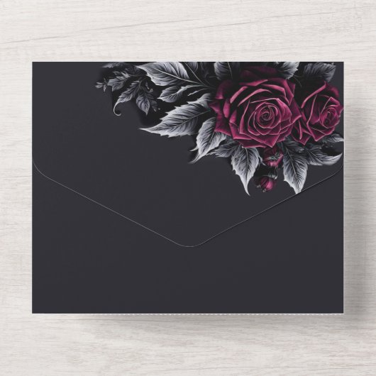 Halloween Gothic Wedding All In One Uitnodiging (Achterkant)