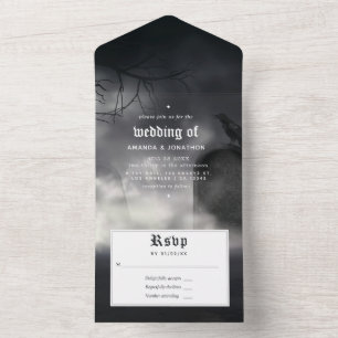 Halloween Gothic Wedding All In One Uitnodiging