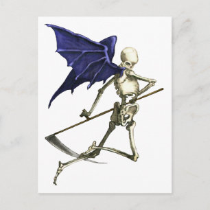 Halloween Gothic Winged Grim Reaper Skeleton Briefkaart