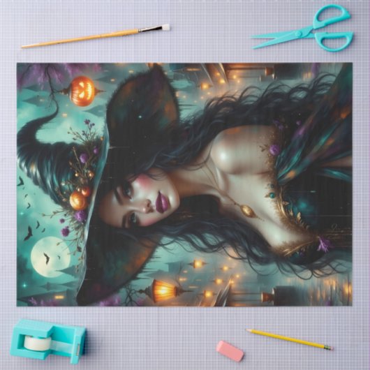 Halloween Gothic Witch beroemd gemaakt door Jack-O Tissuepapier (Craft)